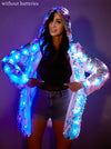 Stylish Special LED Clothing Sequin Patchwork Casual Festival Party Hooded Long Sleeve LED Jacket No Battery