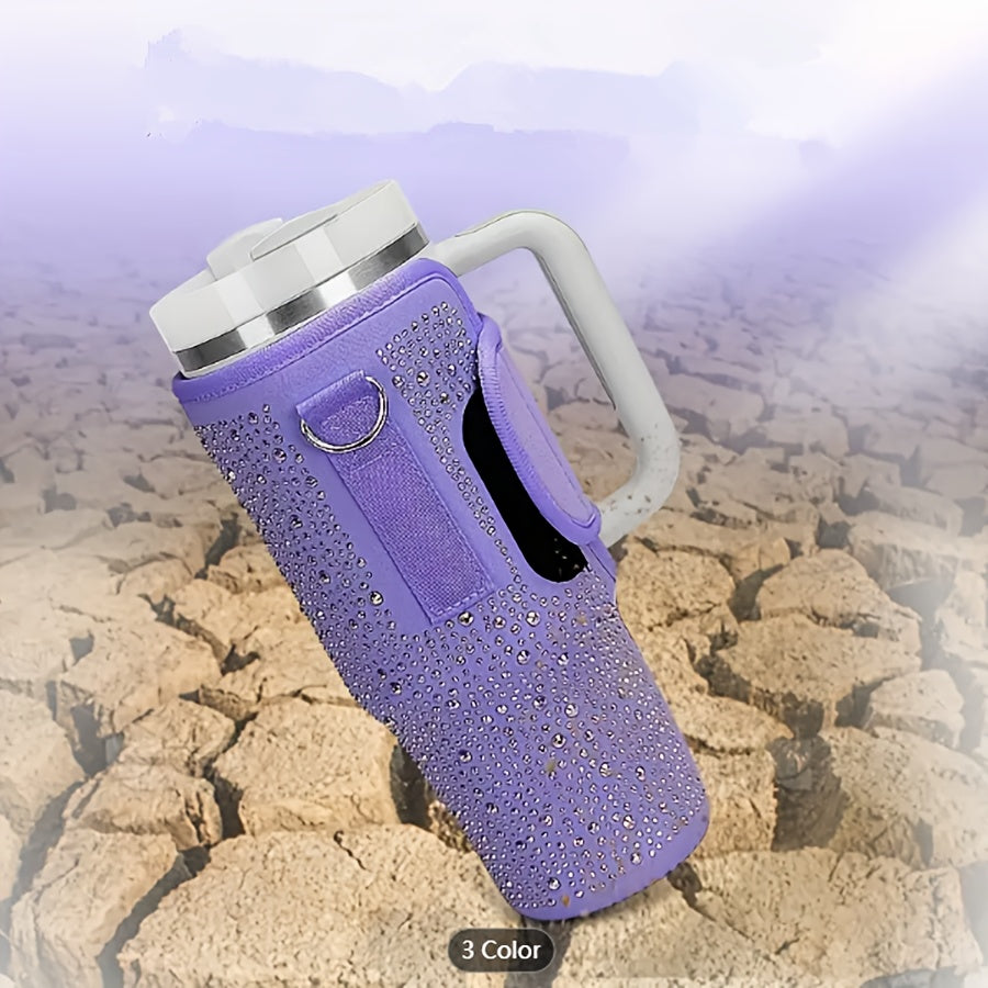 Shiny Diamond Water Bottle Carrying Bag for 40 Oz (About 1134.0 G), Neoprene Water Bottle Bag with Adjustable Shoulder Strap, Suitable for Cup Accessories to Meet Travel
