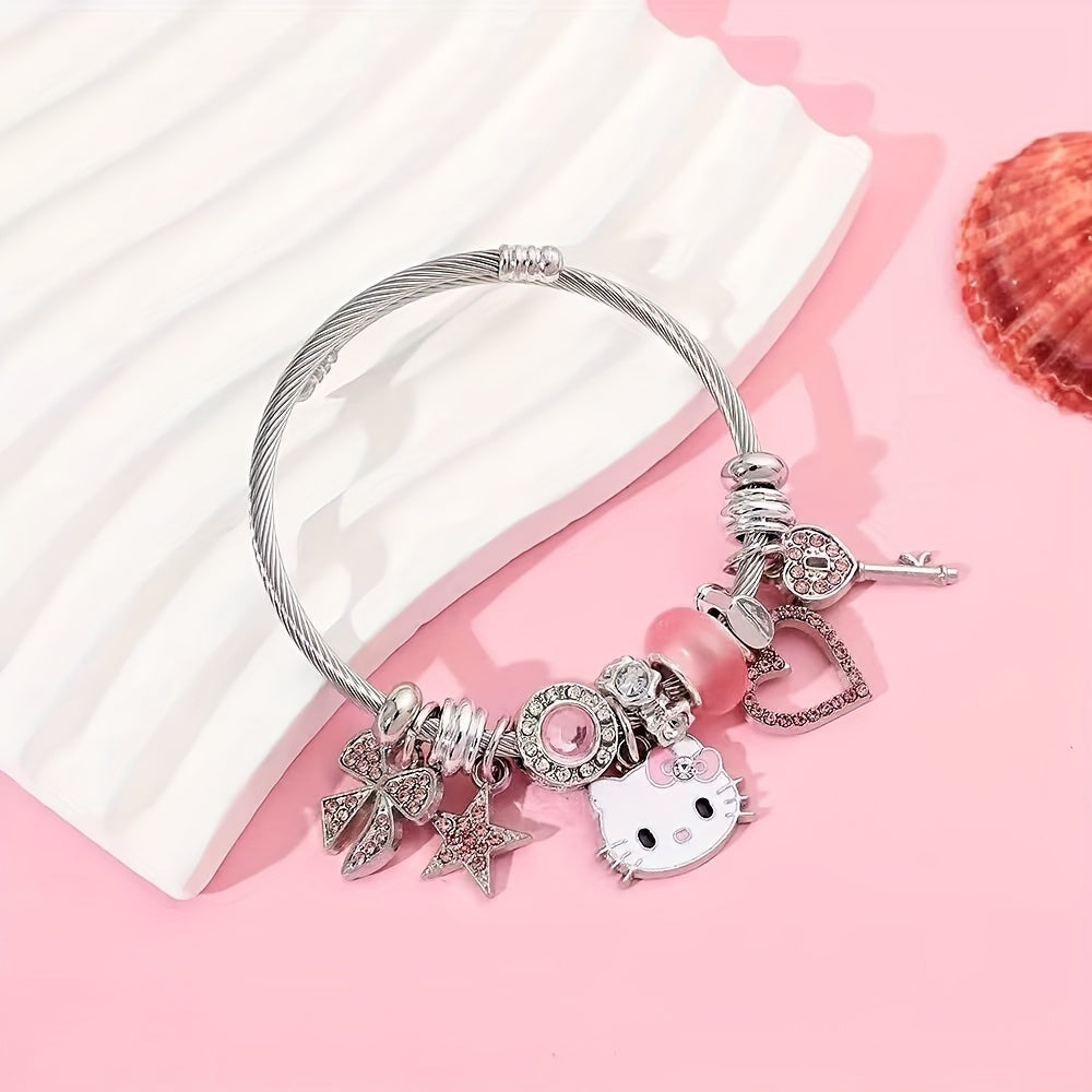 Sanrio Hello Kitty Bracelets, Creative Cartoon Bangles for Girls, Sweet Gifts for Girls
