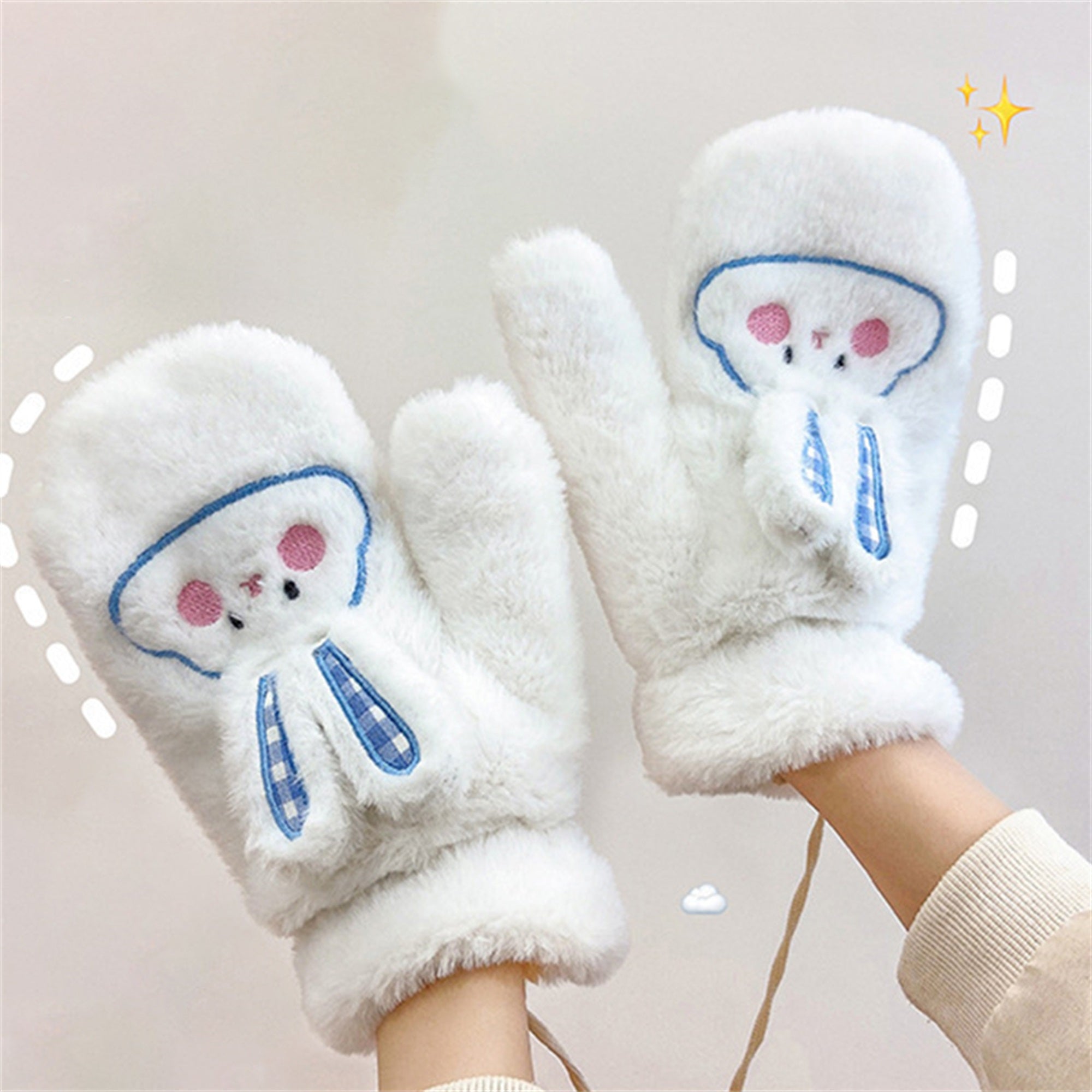 Women's Winter Mittens | Cute Rabbit Design Fleece Gloves | Pink Cotton Blend with Bunny Ears and Face | Plush Warmth for Cold Weather | Non-Stretch, Hand Washable | Cozy Outdoor Accessory