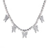 Women's Elegant 18K Gold Plated Cuban Link Butterfly Pendant Necklace - Sparkling Rhinestones, Synthetic Stones, Alloy Jewelry | Perfect for Mardi Gras Day, Weddings, Parties | Cascading Design, Holiday Theme, February Births