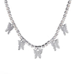 Women's Elegant 18K Gold Plated Cuban Link Butterfly Pendant Necklace - Sparkling Rhinestones, Synthetic Stones, Alloy Jewelry | Perfect for Mardi Gras Day, Weddings, Parties | Cascading Design, Holiday Theme, February Births