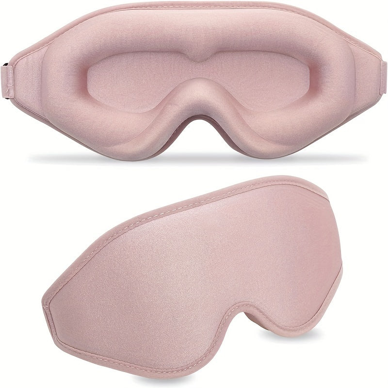 3D Contoured Sleep Mask - Soft Light Blocking Eye Cover with Adjustable Strap for Napping, Travel, Night Shift, Yoga Meditation - Solid Color Sponge Eye Mask, Single Pack (Black/Grey/Pink)
