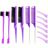 12pcs Hair Brush Set, Nylon Teasing Hair Brushes 3 Row Salon Teasing Brush, Double Sided Hair Edge Brush Smooth Comb Grooming, Rat Tail Combs With Duckbill Clips For Women Girls