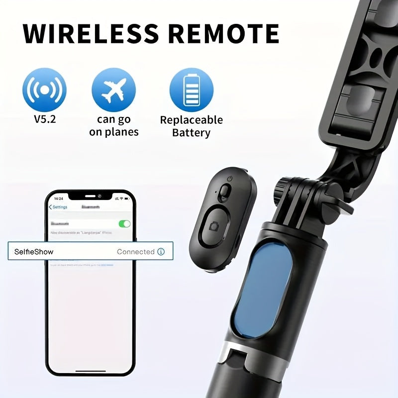 40-inch Extendable Phone Selfie Stick, Professional Floor Stand Designed for Live Streaming with Wireless Remote Control Smartphone Tripod, 360° Rotatable, Stable Anti-Shake Handheld Monopod Perfect for Travel and Outdoor Vl