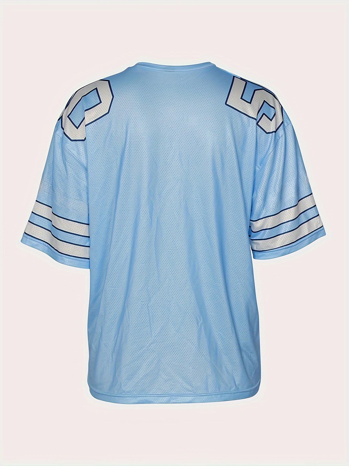 WLWXR Women's Athletic Street-Style Striped Oversized T-Shirt - V-Neck Geometric Letter & Number Print, Loose-Fit Mid-Stretch Fabric, Machine Washable All-Season Casual Tee, Sporty Apparel, Comfortable Wear