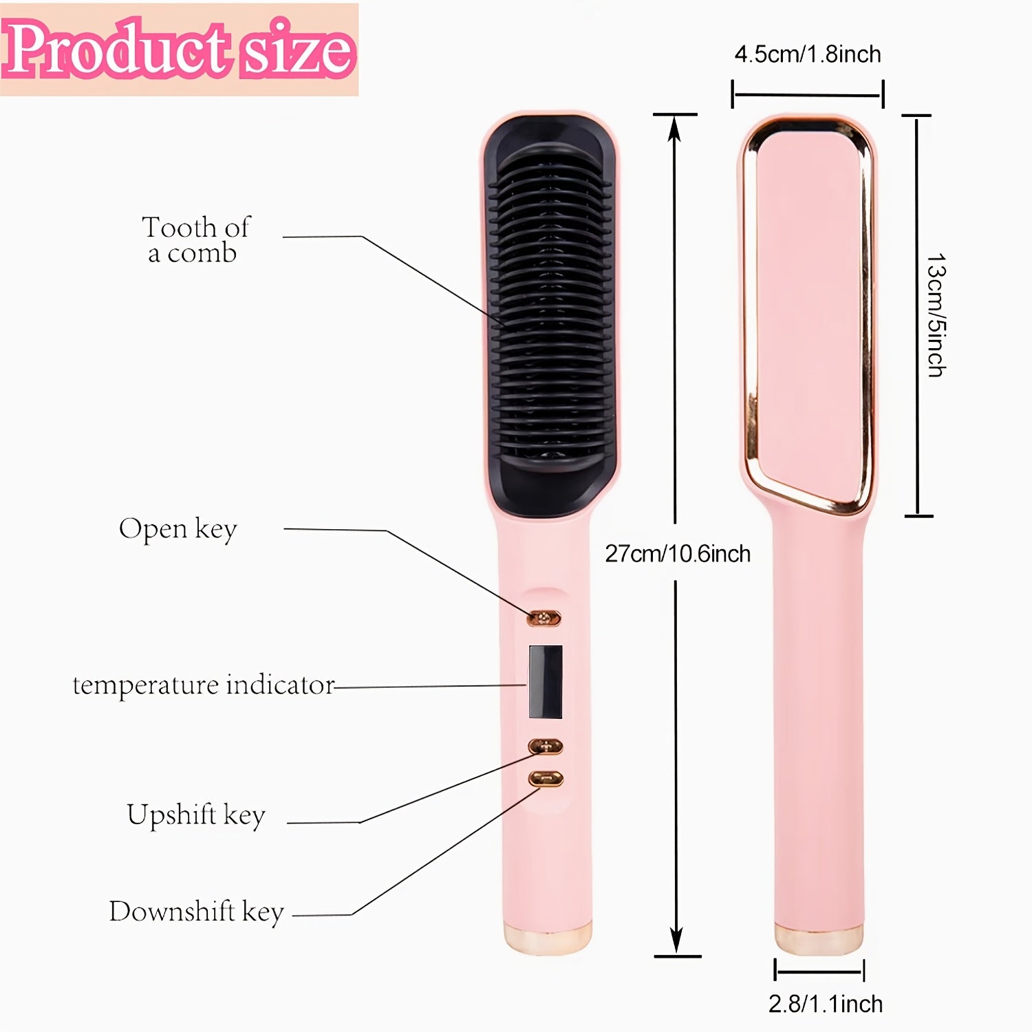 Multi-Temp 2-in-1 Hair Straightener and Curler Comb, Ceramic Plates, Power Supply Operated, 110V/220V, US Plug, for Wet and Dry Styling, Volumizing Hair Tool for Women, Ideal Mother'S Day Gift