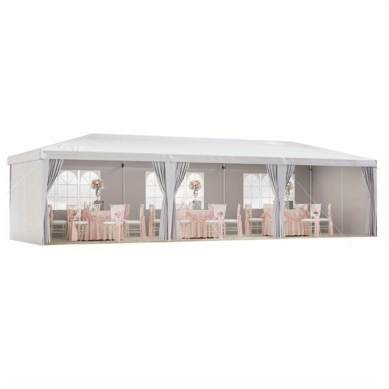 10'x30' Party Tent With 8 Removable Sidewalls & Easy Setup, Instant Canopy For Wedding, Camping, Patio, Outdoor Events