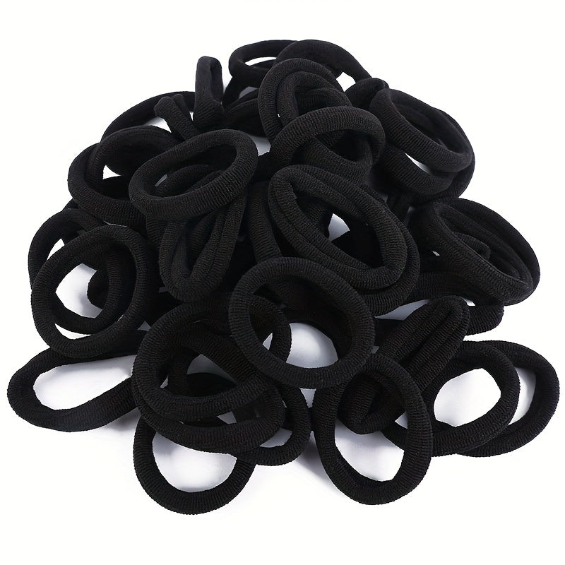 100pcs High Elastic Hair Bands For Girls, Black Hairband Rubber Ties Ponytail Holder Scrunchies Kids Hair Accessories, Ideal choice for Gifts