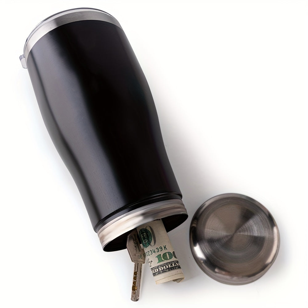 Stainless Steel Tumbler with Hidden Compartment, Metal Safe Mug for Cash, License, Credit Cards, Keys, Waterproof, No Power Required, Home Security Accessory