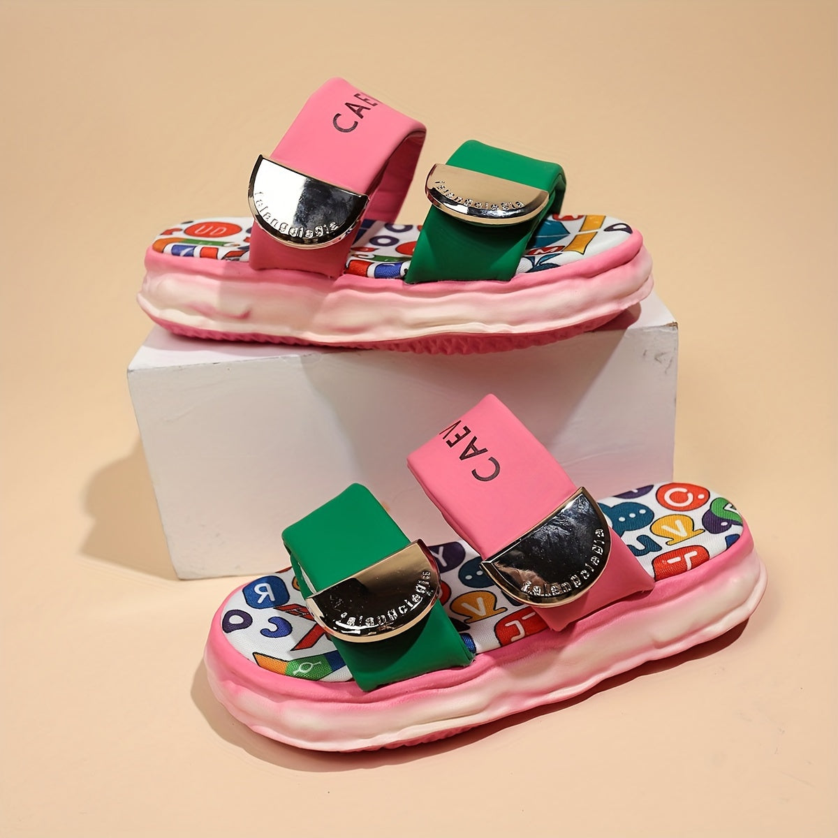 Women's Trendy Platform Sandals, Fashion Open Toe Summer Shoes, Comfortable Double Strap Sandals