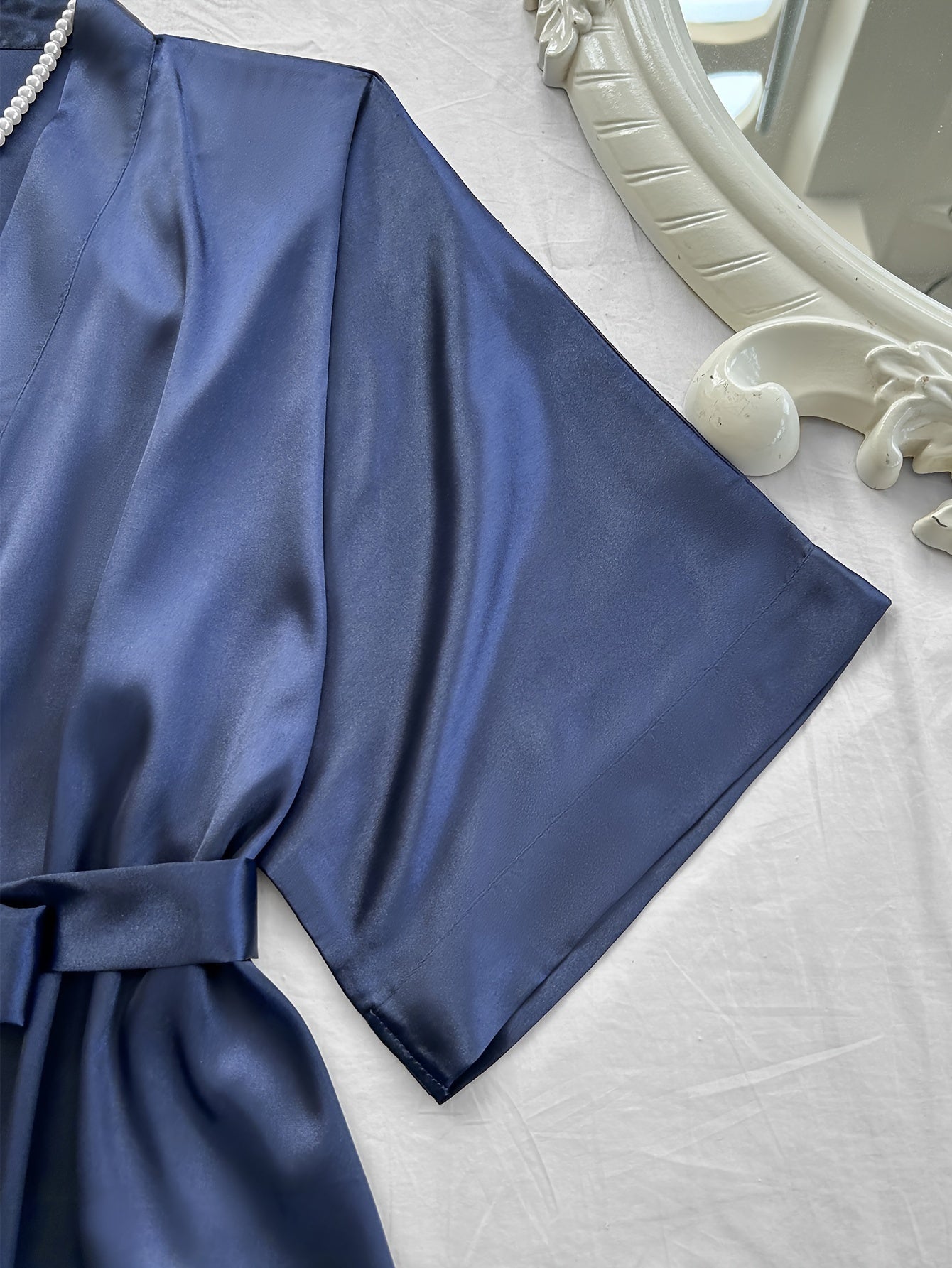 Women'S V-Neck Sexy Comfortable Robe Set with Mini Spaghetti Strap Shorts and Long Pants, Four Pieces