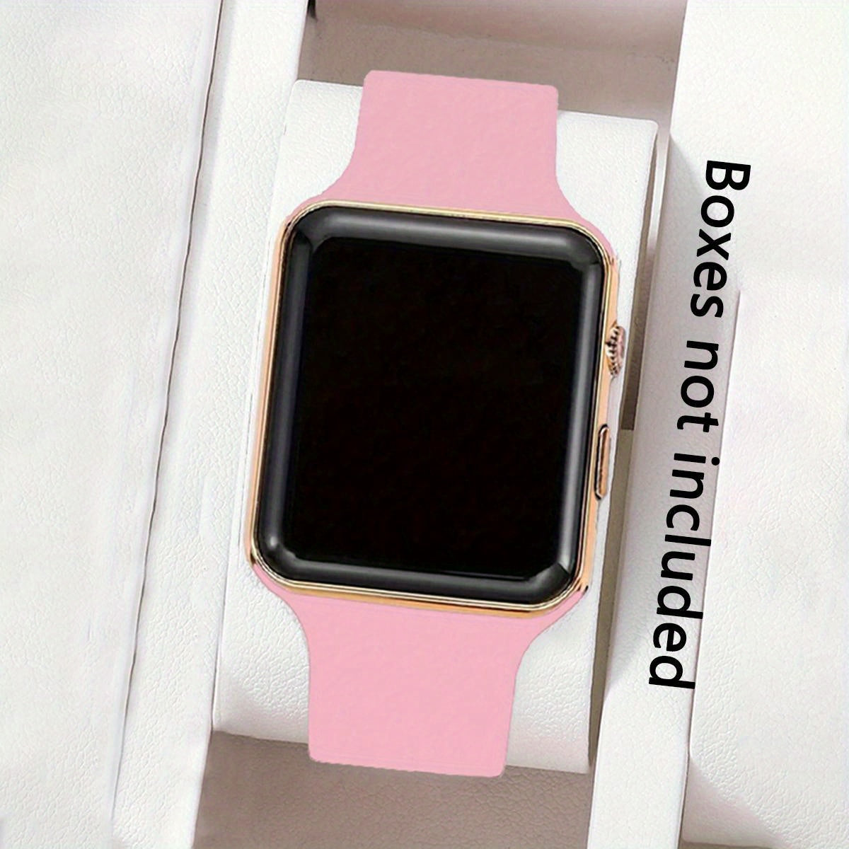 5pcs Digital Watch, Sports Fashion, Plastic Case, Silicone Band, Non-rechargeable Button Battery (Diameter＜20mm), Quadrate Electronic Watch, Luxury Bracelets, for Women, with Homecoming Season, Ramadan, Easter, Mother'S Day