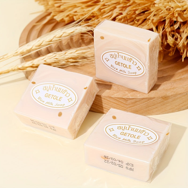 12pcs Rice Milk Soap, Handmade Cleansing Bar For Face And Body Wash, Nourishing And Moisturizing, Gentle Skincare, Suitable For All Skin Types