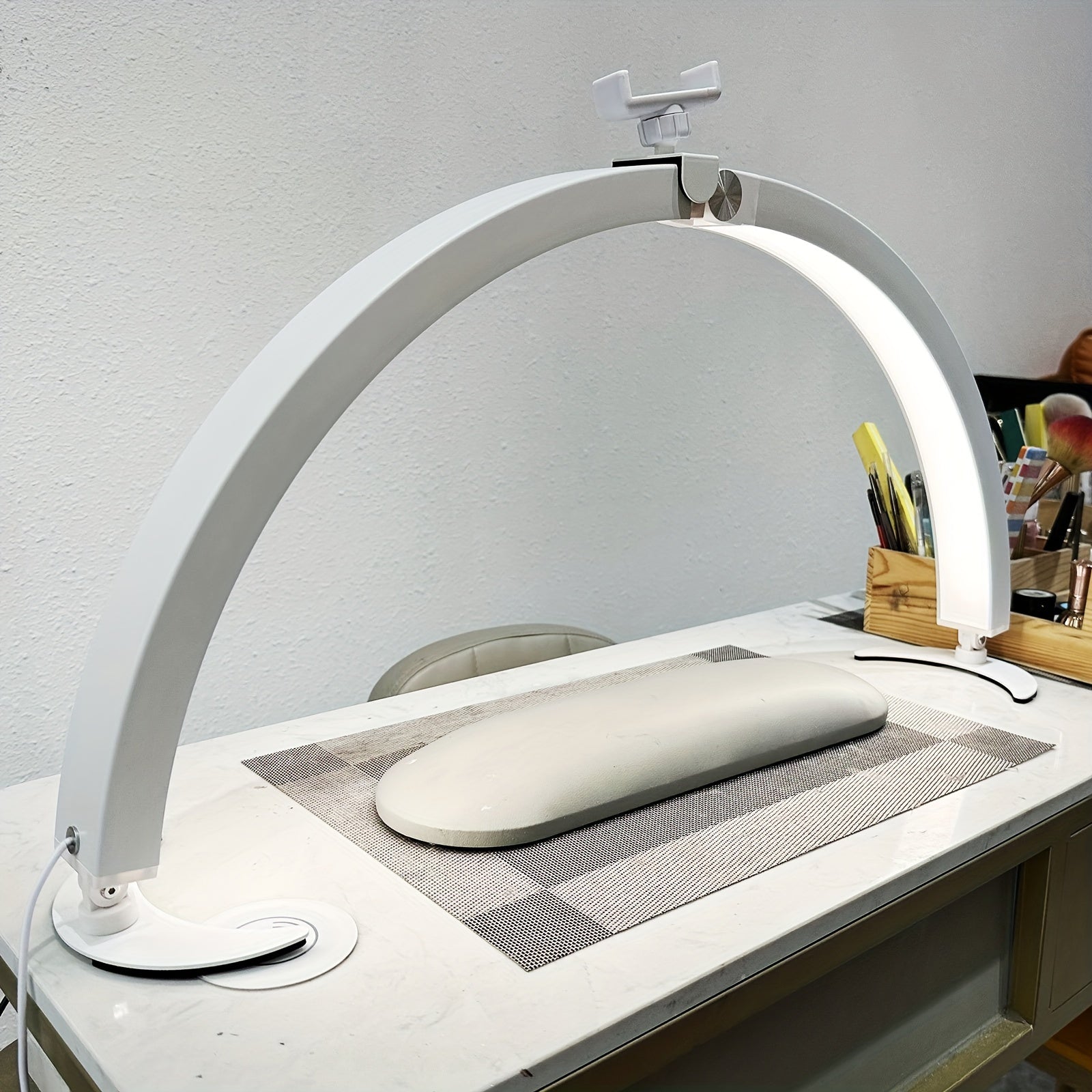 Nail Studio Set Lamp, Eyelash Lamp, Foldable Half Moon Lamp, With Remote Control And Phone Stand, 7 Colors And 10 Brightness Can Be Adjusted For Salon Nail/tattoo/eyebrow Tattoo/facial Beauty Lamp