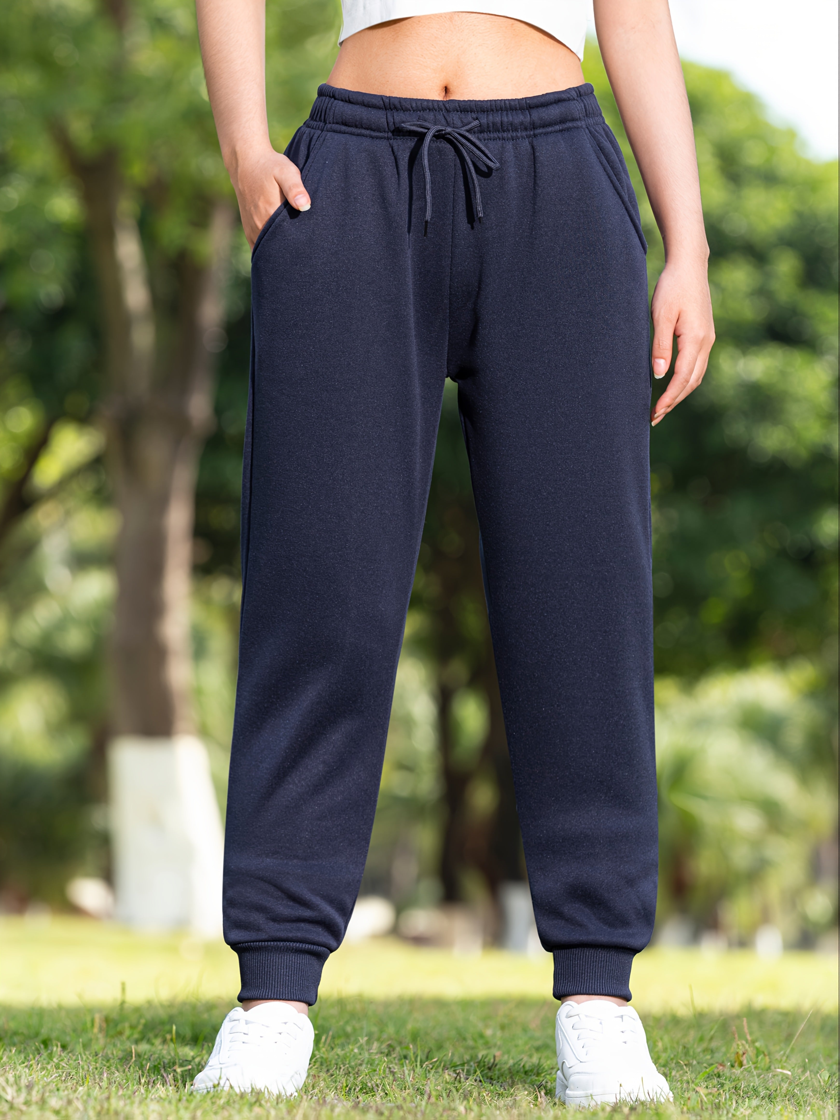 LSYTQRW Unisex Casual Sweatpants, 100% Polyester Knit Fabric, Solid Color, Loose Fit with Drawstring Waist, Long Length, Belted, for Weekend Wear - Fall/Winter Collection