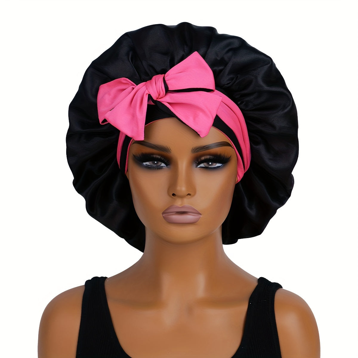 1pc Double-Layered Reversible Sleep Satin Bonnet with Long Straps, Hair Care Accessory for Women, Beauty Salon Hair Tools