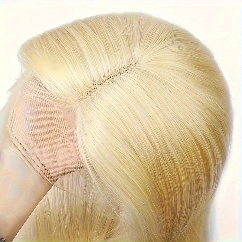 Elegant 13x4 HD Lace Front Straight Human Hair, 200% Density, Glue-Free, Long Blonde Hair Extensions for Women, Perfect for Stylish Everyday Looks, Everyday Hair Extensions | Stylish Blonde Wig | Natural Texture Wig, Hair Wig