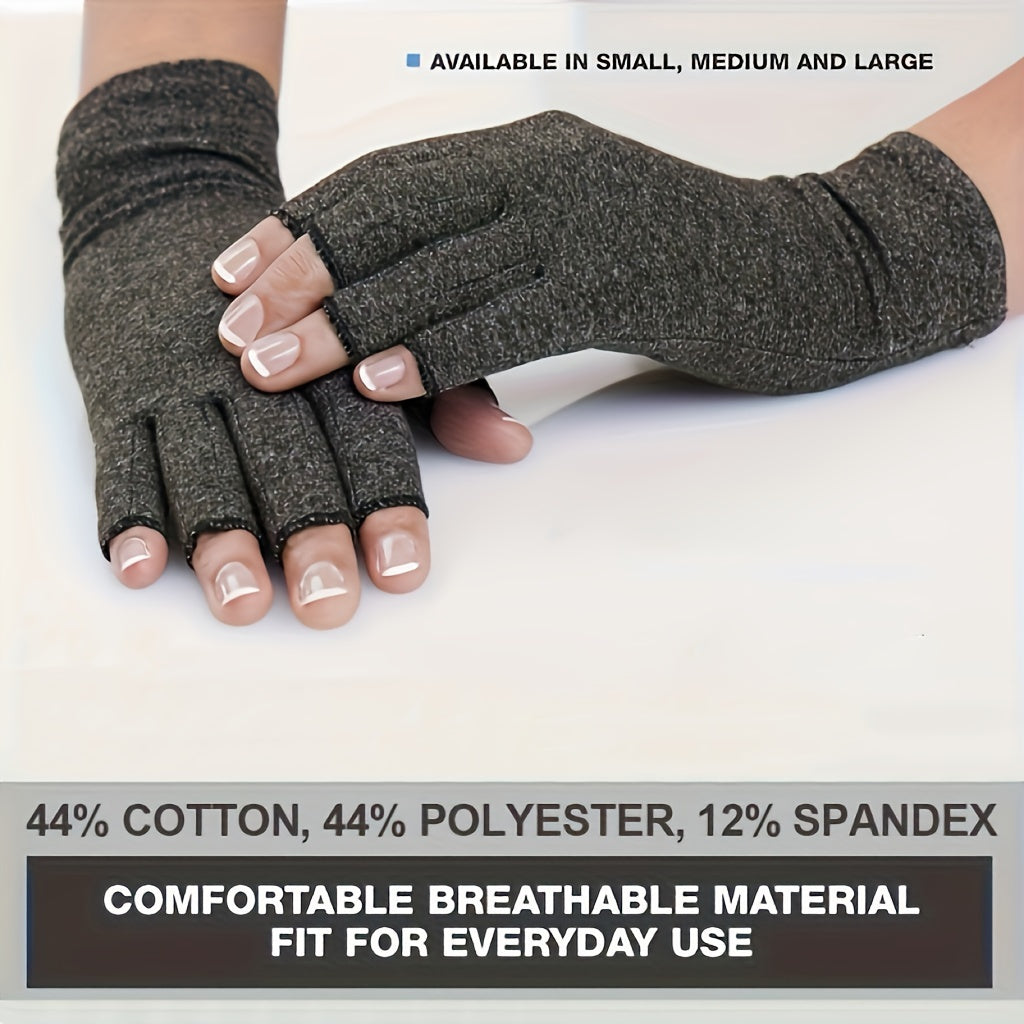 1Pair Fingerless Compression Gloves For Women & Men, Hand Joint Wraps, Sports Hand Support Thumb Gloves For Typing, Daily Work, Hand Care - Open Finger Fit