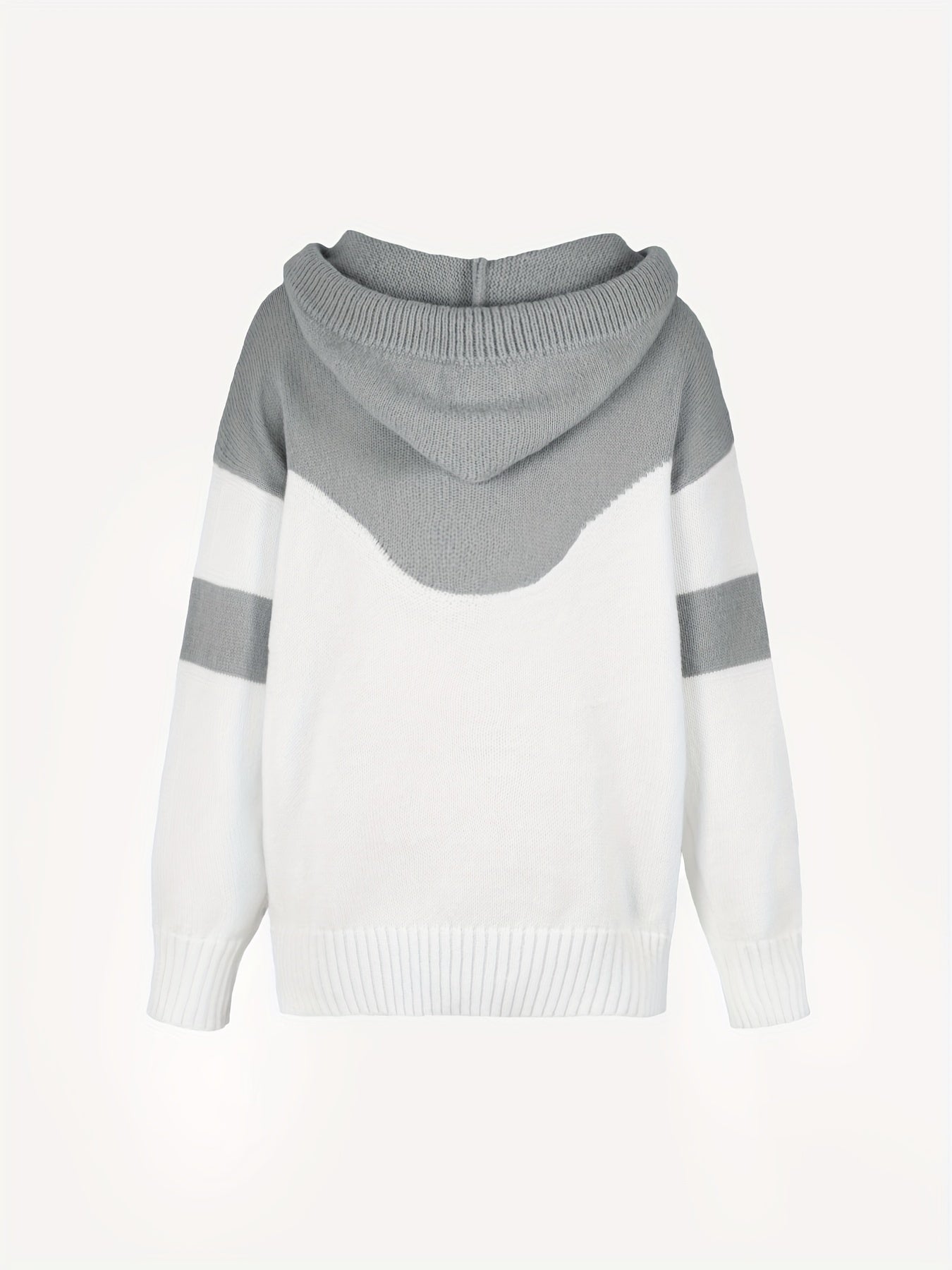 Color Block Drawstring Hooded Sweatshirt, Women's Long Sleeve Casual Pullover Sweater with Pocket