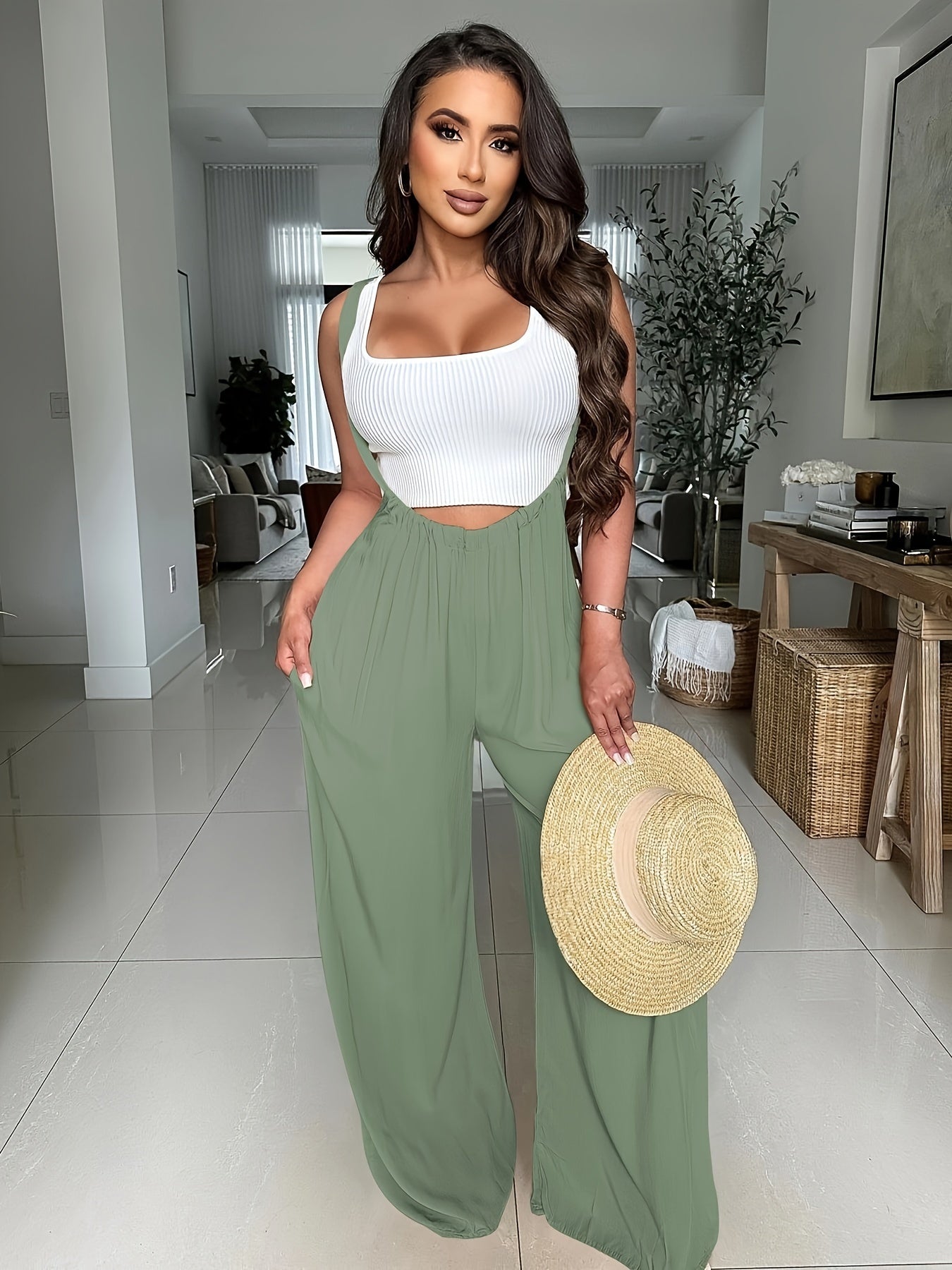Women's Casual Wide Leg Palazzo Pants - Adjustable Drawstring Waist, Super-Long Length, Loose Fit with Pockets, Machine Washable Lounge & Casual Trousers for All Seasons, Comfortable Clothing | Decorative Drawstring | Soft Te