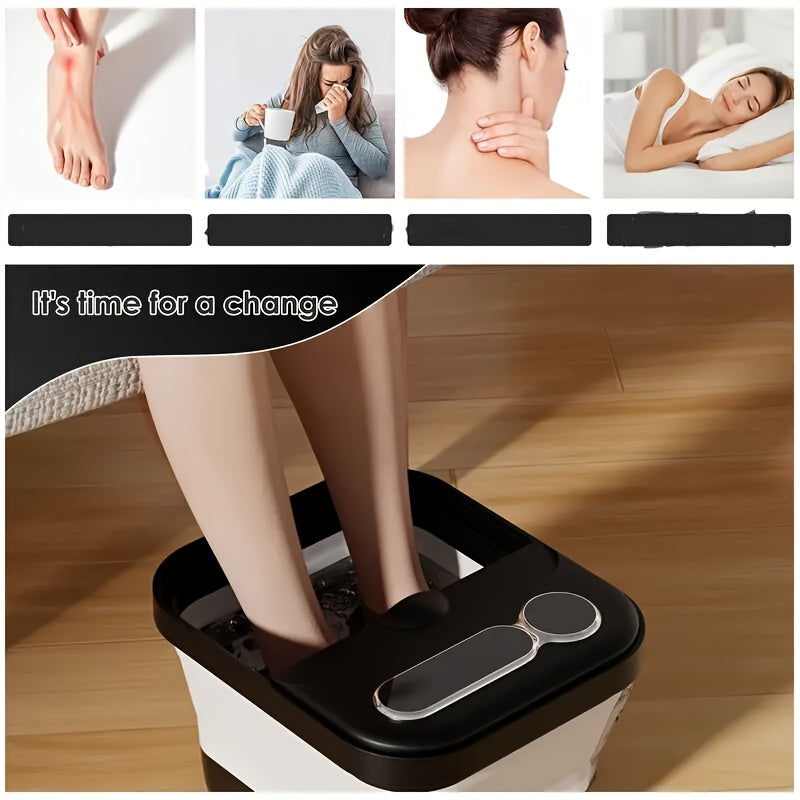 Foldable Foot Massager With Heat, Temperature Control And Bubbles, Foot Spa With Touch Screen, 6 Rollers And Pumice Stones, Foot Soak
