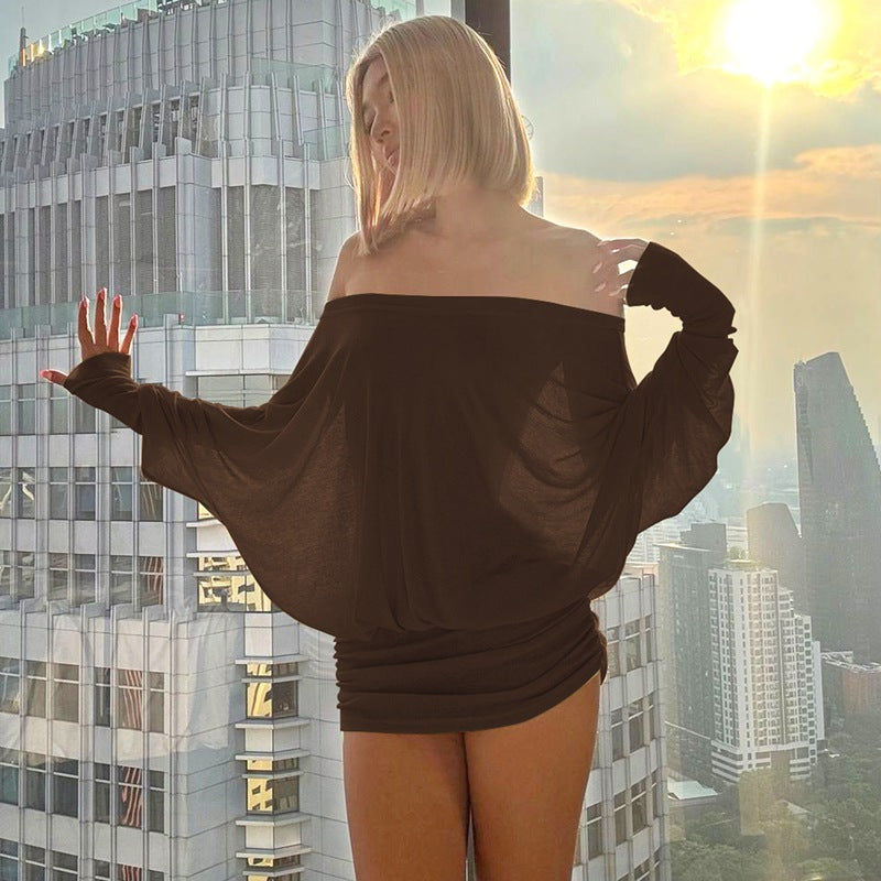 One Shoulder Slim Fit Hip Hugging Long Sleeved Short Dress