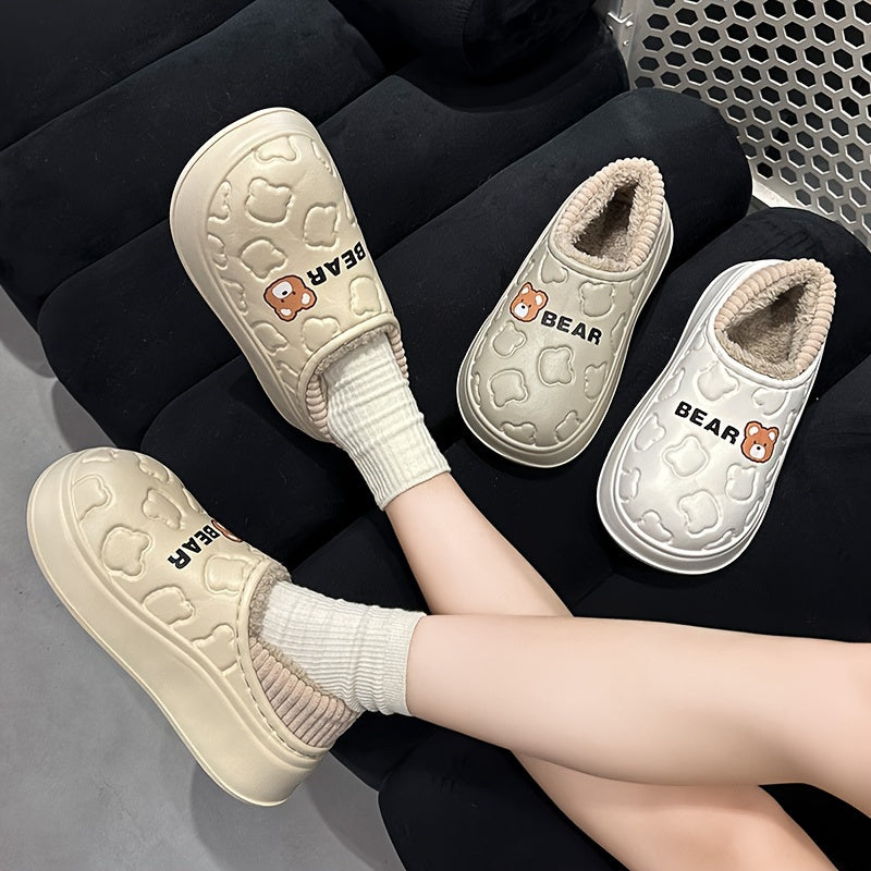Winter Warm Cozy Waterproof Fleece Lined Slippers - EVA Insulated Home Shoes for Indoor and Outdoor Use, Maternity Slippers for Men and Women