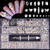 Nail Rhinestones Kit, Nail Art Decorations Flat AB Rhinestones Kit DIY Crafts Gemstones for Nail, Shoes, Clothes, Jewels (600 Clear Diamonds + 2500 Flat Rhinestones)