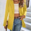 Button Front Notched Lapel Blazer - Elegant Long Sleeve Blazer For Office & Work - Women's Clothing - Suitable for Business & Formal Occasions - Perfect Gift for Women