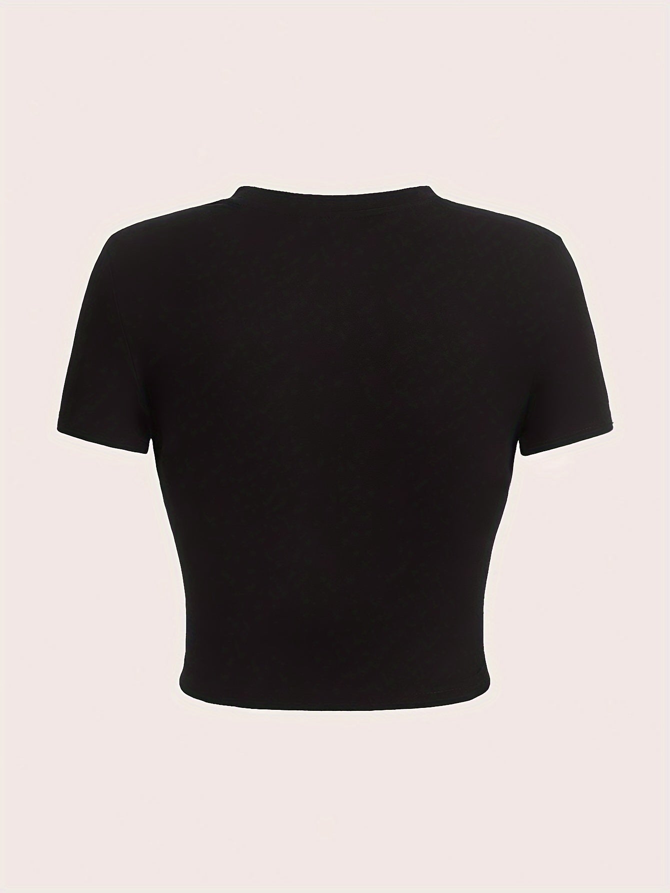 Women'S Y2K Graphic Crop Top T-Shirt - Black Short Sleeve with Unique Black and White Print, Casual Spring/Summer/Fall Wear, Crop Top Blouse