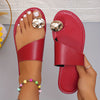Women's Trendy Loop Toe Slide Sandals - Casual Slip On Flat Summer Shoes, Lightweight Slide Sandals - For Women - Perfect for Summer Beach, Pool, Vacation - Ideal Gift for Fashionable Women