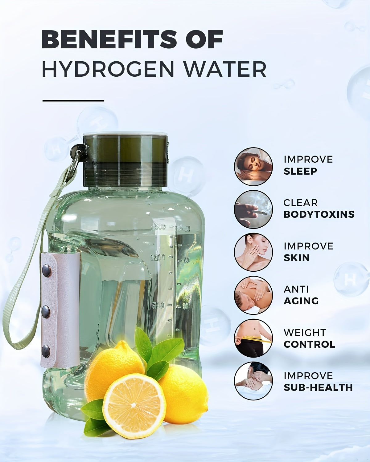 Hydrogen-Rich Water Cup Kettle Water Bottle Portable Pot Hydrogen And Oxygen Separation of High Concentration of Hydrogen-Rich Pot Large-Capacity Sports Tons Tons Bucket