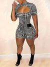 Women'S Y2K-Inspired Black and White Print Jumpsuit with Cut-Out Detail - Sexy, Sleeveless, High-Waisted, Summer Fashion for Adults, Adult Fashion Jumpsuit | Playful Fashion | Highwaisted Jumpsuit