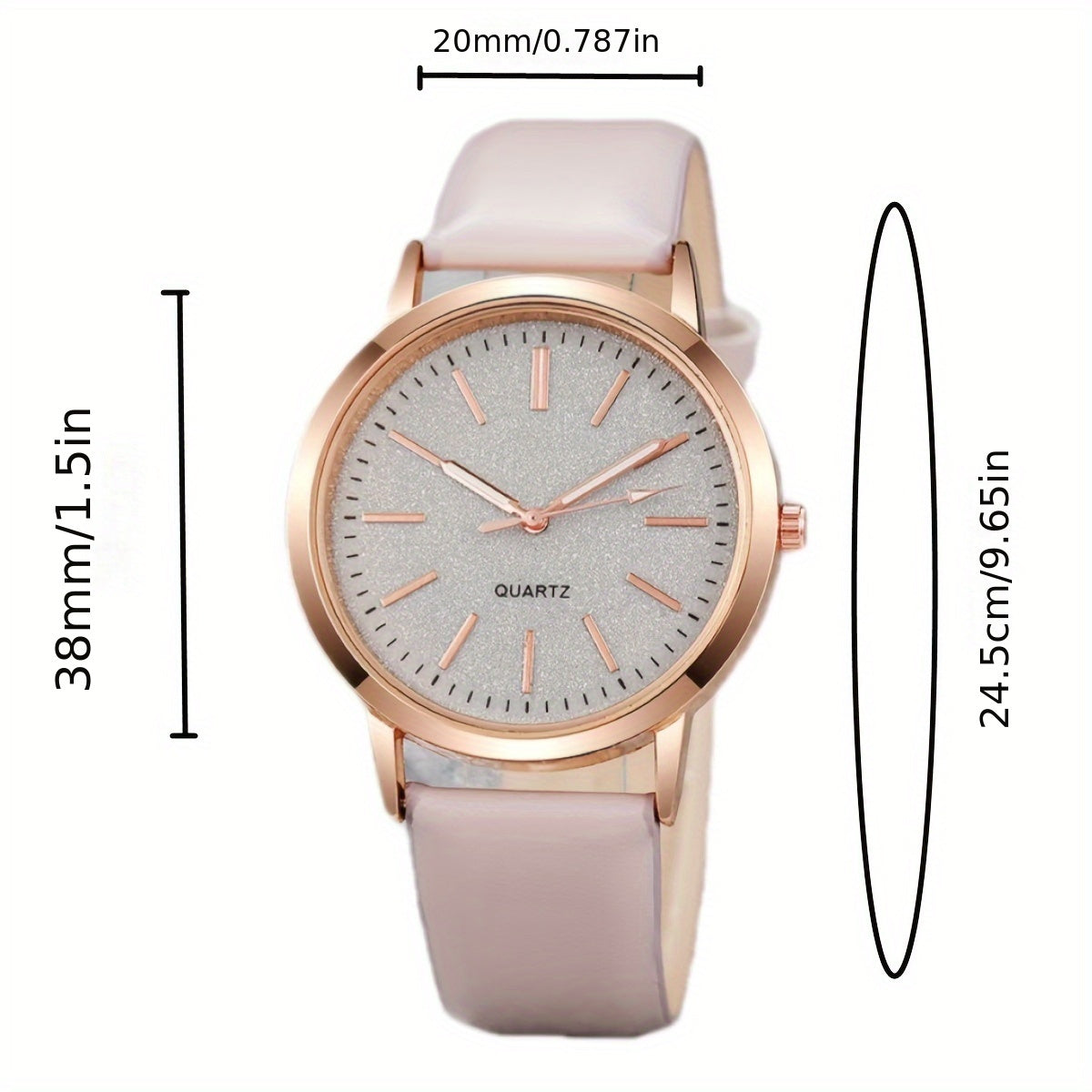 6pcs Elegant Women'S Quartz Watch and Jewelry Set - Round Analog Display, Faux Leather Band, Zinc Alloy Case, Non, Includes Bracelet, Necklace, Earrings, Ring - Perfect Gift for Her Mother