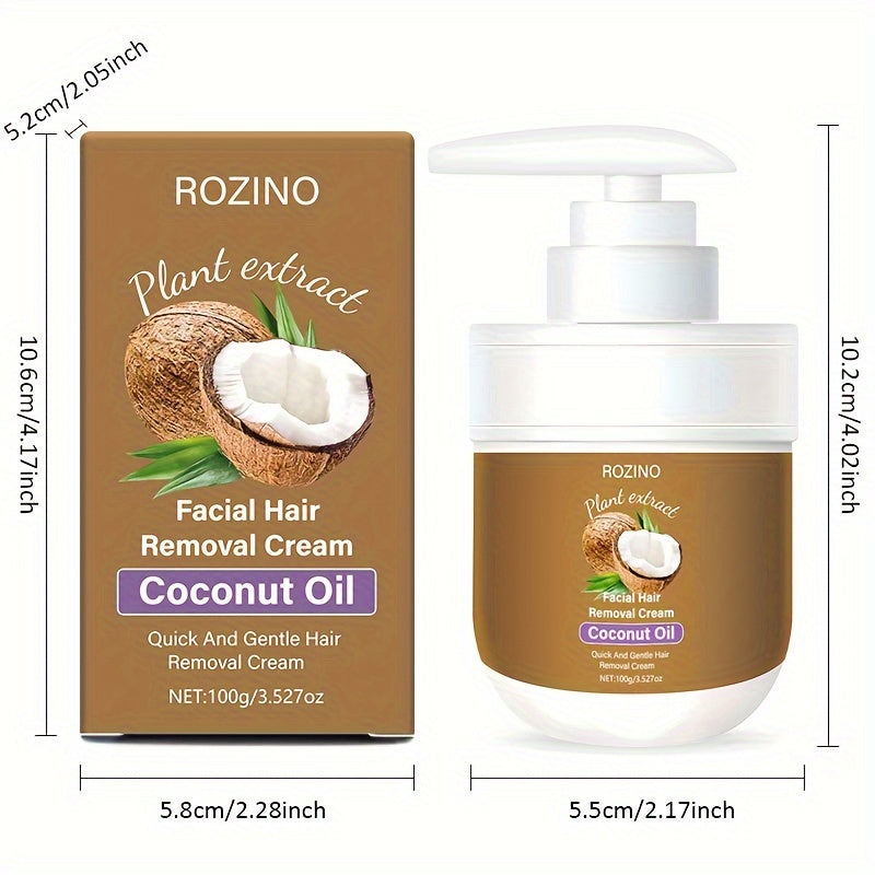ROZINO Coconut Hair Removal Cream – Fast-Acting, Hypoallergenic Formula for Lips, Legs, Arms & Underarms – Safe for All Skin Types