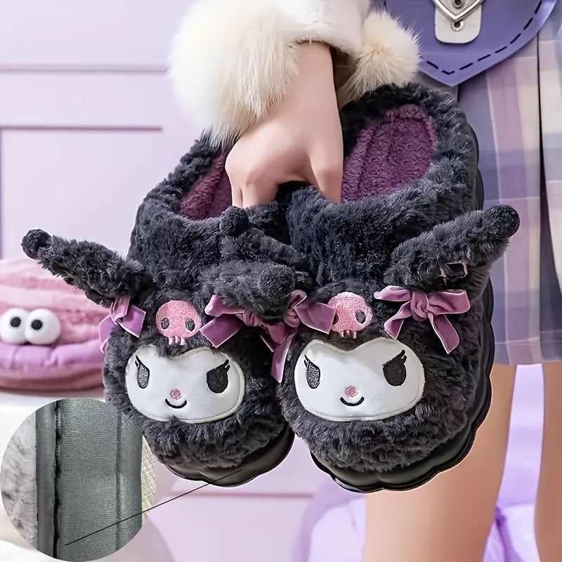 Sanrio Hello Kitty Women'S Cozy Fleece-Lined Winter Slippers, Indoor Warm Slippers, New Year Gift, Non-Slip, Washable, Holiday Present.