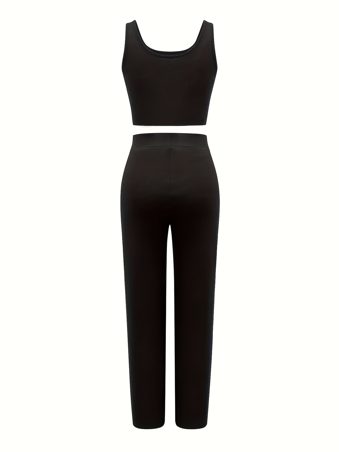 2pcs Halter Neck Crop Top & Drawstring Sweatpants Set, Women's Fashion Two Pieces Sports Set