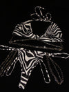 2pcs Women Sexy Punk Style Bikini Set Zebra-stripe Halter Personality Chain Decoration Swimsuit Hot Spring Three-Point Swimwear