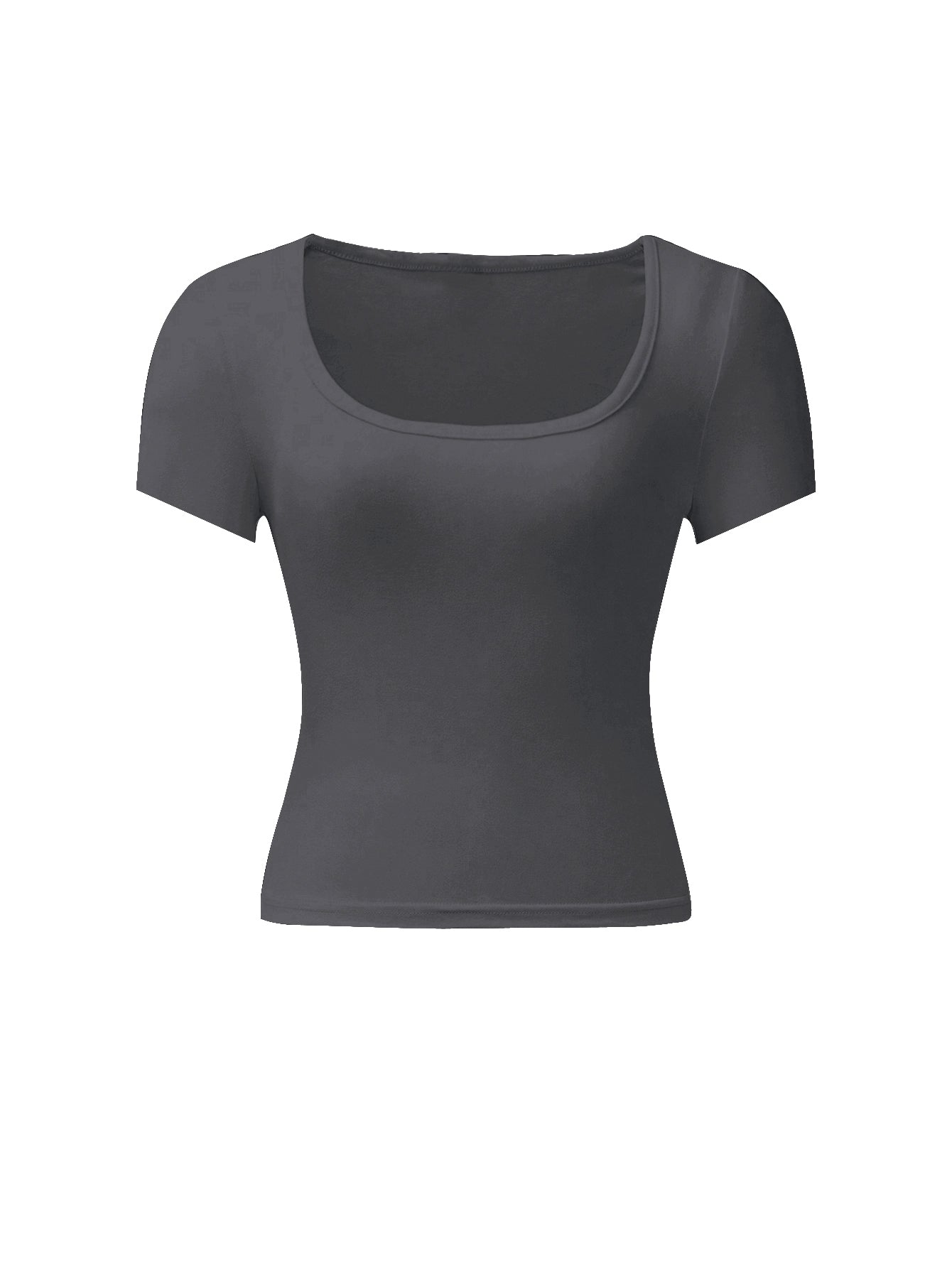 U-Neck Short Sleeve T-Shirt Women's Summer New Solid Color Casual Slim Fit Crop Top