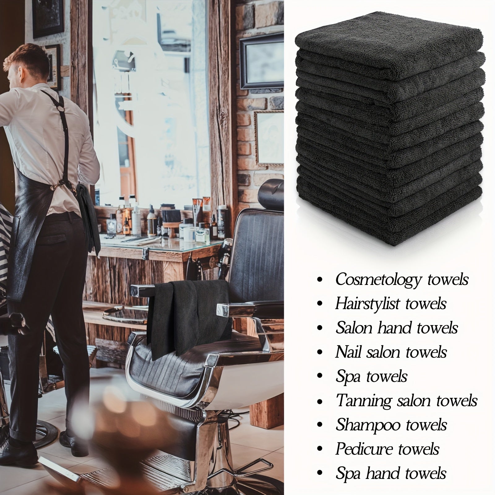 26 Packs of Bleach Proof Salon Towels Absorbent Microfiber Towels Bleach Resistant Salon Hand Towels for Gym Bath Spa Shaving Shampoo Home Hair Drying 16 x 28 Inches (Black)