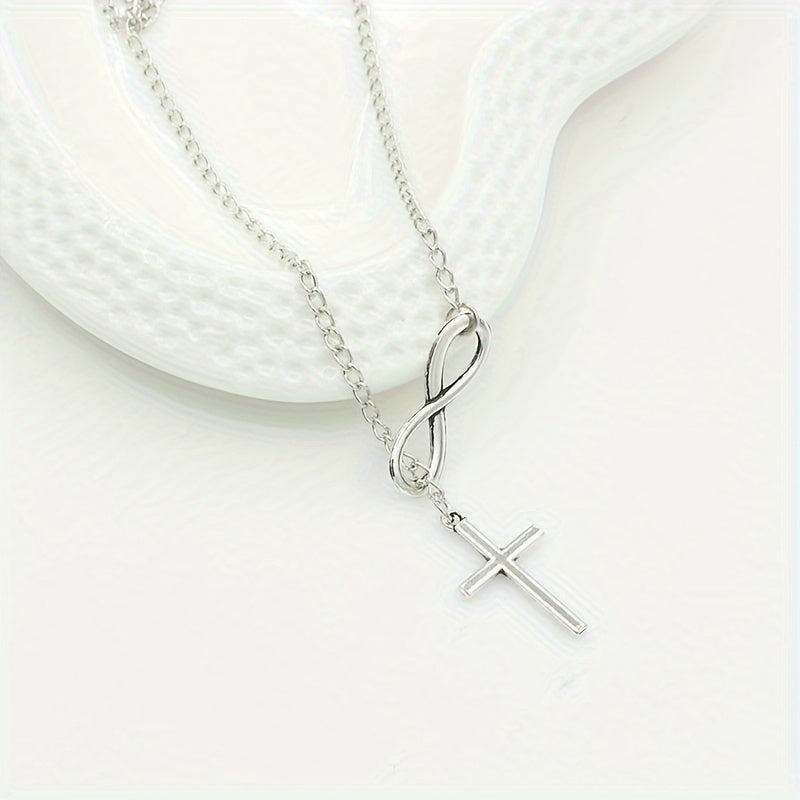Minimalist Lucky 8-character Cross Short Necklace Jewelry