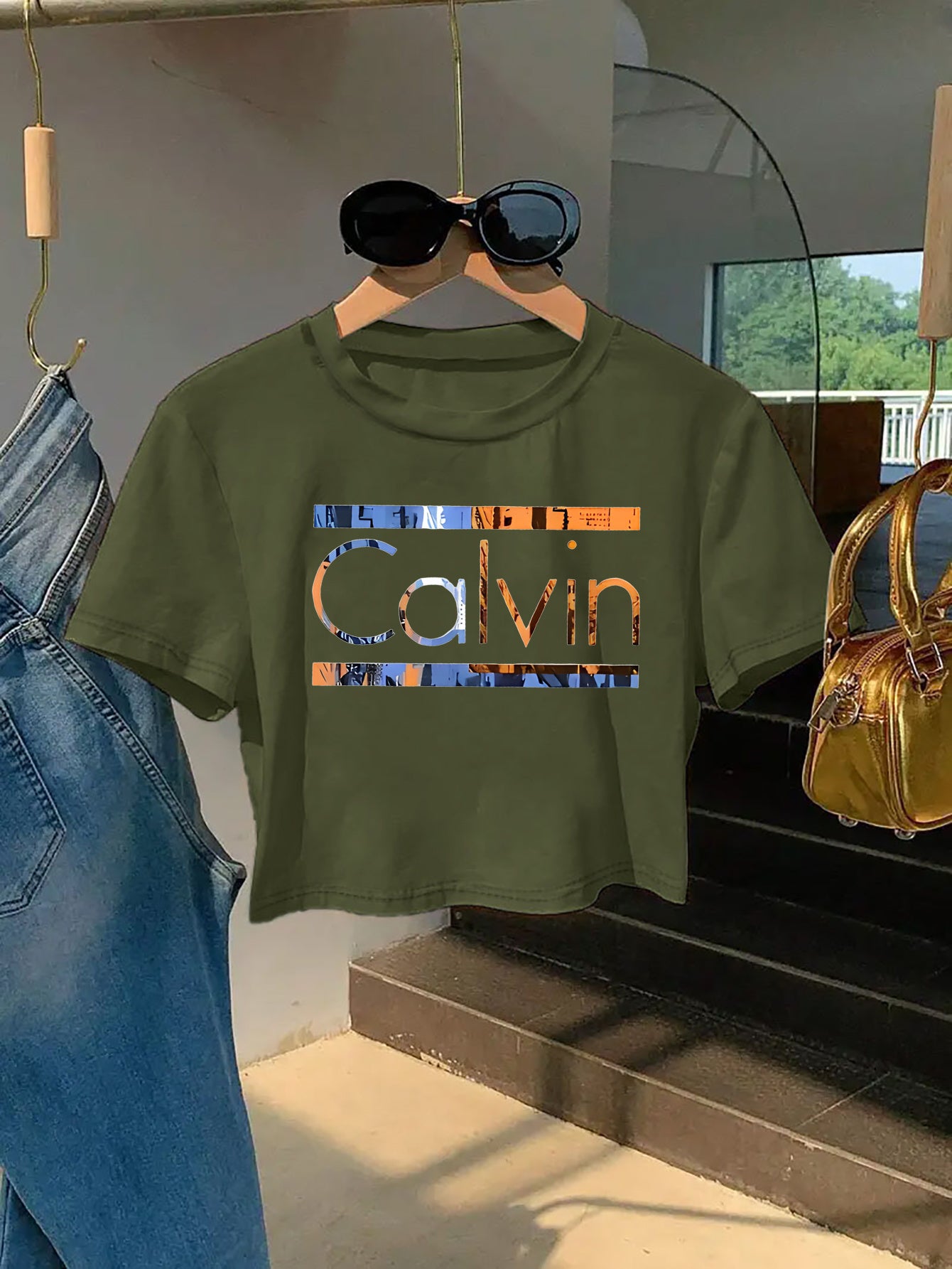 Women'S Y2K Style "Calvin" Graphic Tee - Soft & Comfortable Short Sleeve T-Shirt, Casual & Fashionable, Spring/Summer Top, Casual Wear | Playful Print | Comfortable Fit, Ladies T Shirts