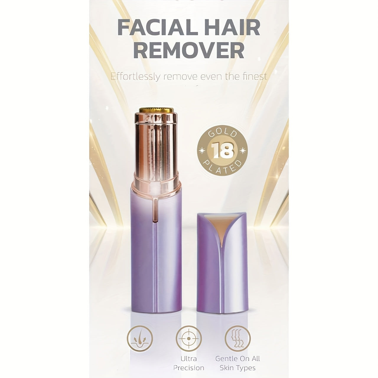Facial Hair Remover For Women, Painless Hair Removal Device Portable Womens For Lip, Chin With USB Rechargeable, Rose Golden &Red &White