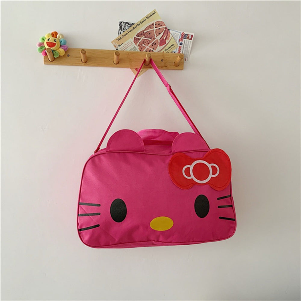 Women's Red Nylon Duffel Bag - Cartoon Design, Large Capacity | Portable & Short Handle | Hand Washable