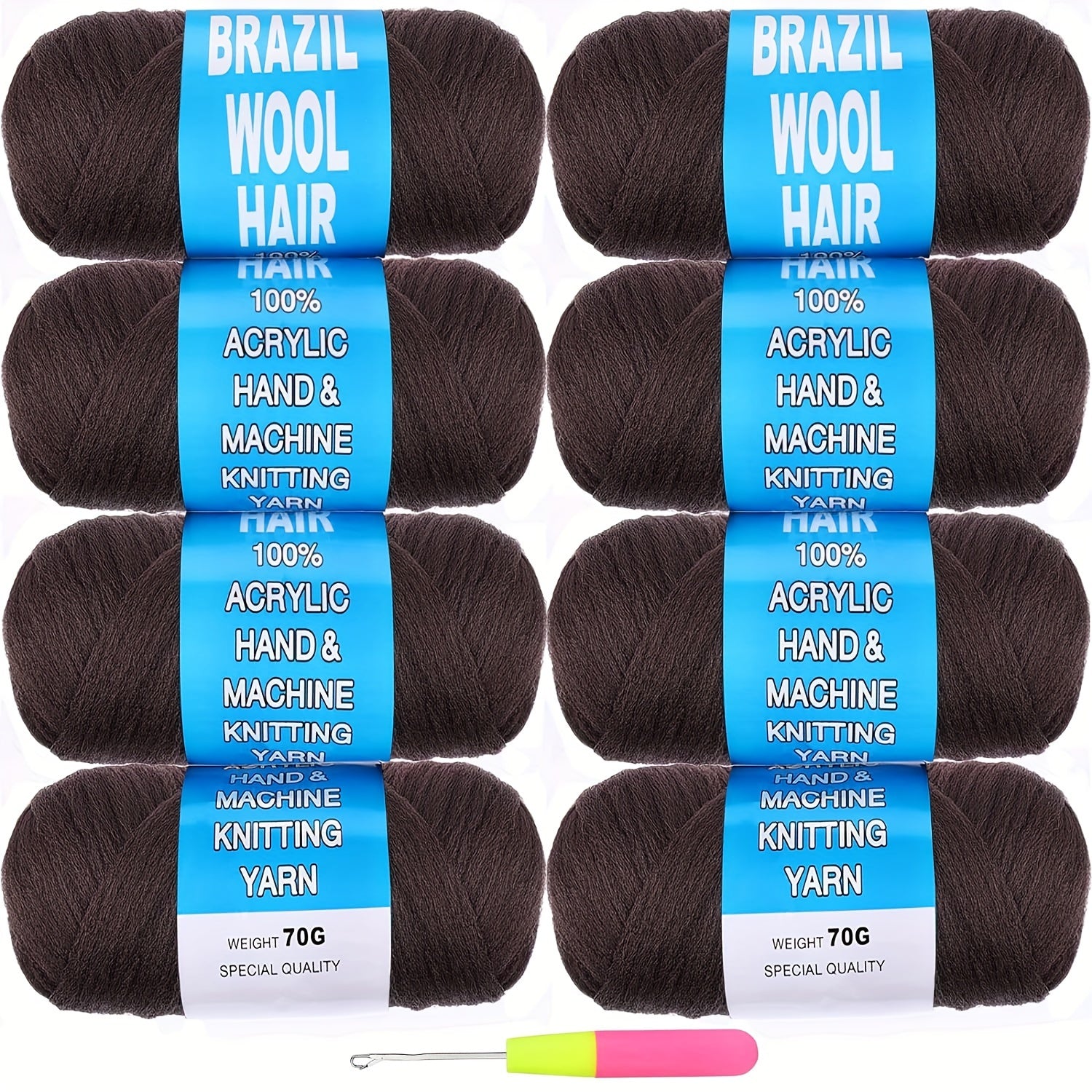 8 Pcs Black Brazilian Wool Hair For Braiding Hair Acrylic Yarn Crochet Box Braids Senegalese Twist Jumbo Braids Faux Locs Crochet Hair For Women Synthetic Braiding Hair Extensions Halloween Christmas