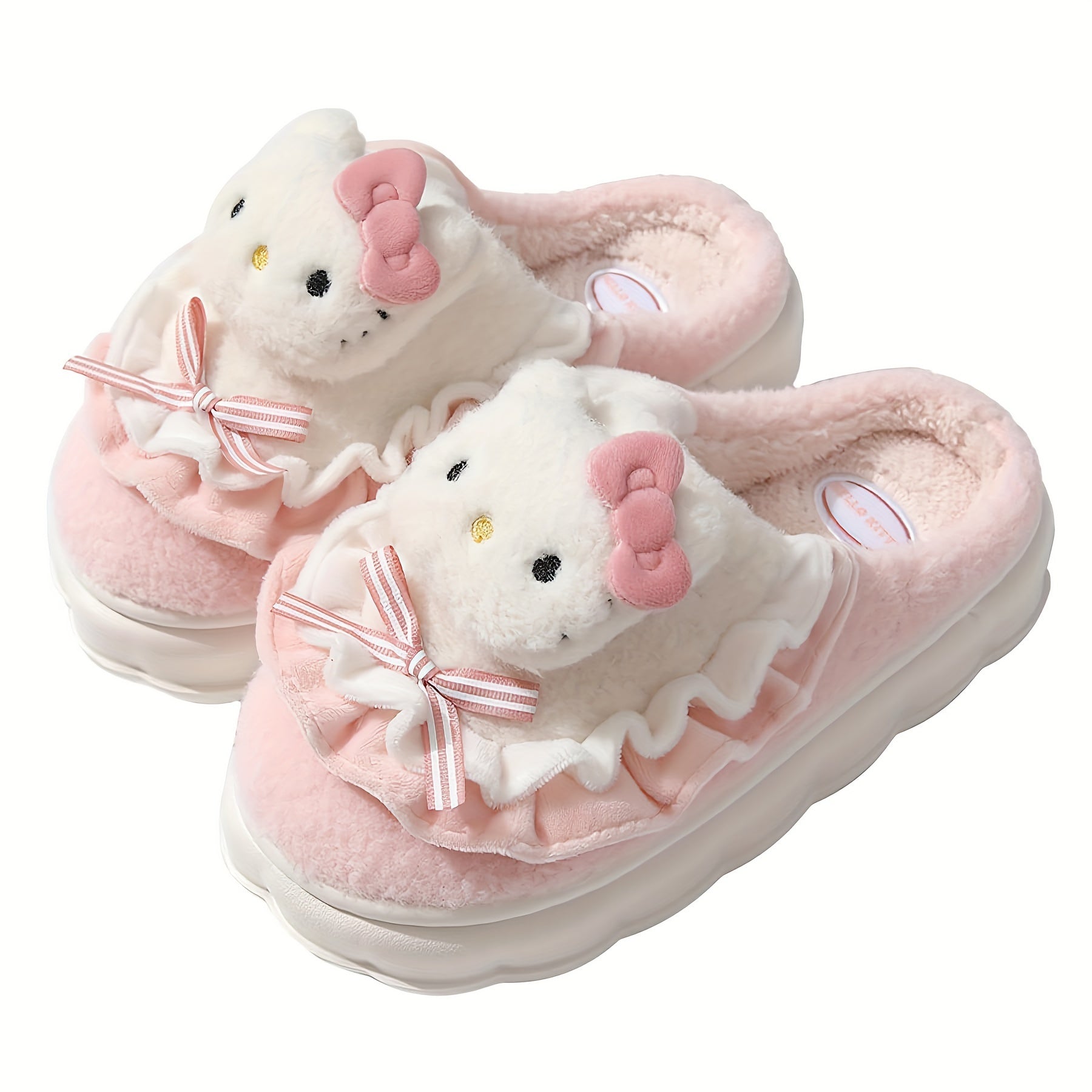 Sanrio Winter Slippers For Women Hello Kitty Cute Cartoon My Melody Cinnamoroll Kuromi Honey Style CozyFabric Slipon House Shoes Outdoor Slippers