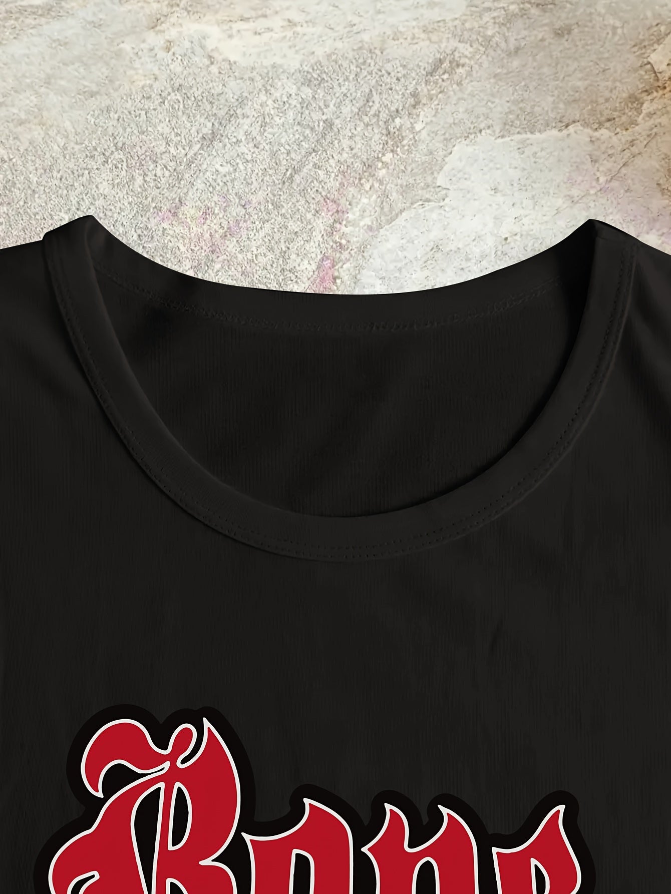 Letter Print Crew Neck T-shirt, Short Sleeve Casual Top For Summer & Spring, Women's Clothing