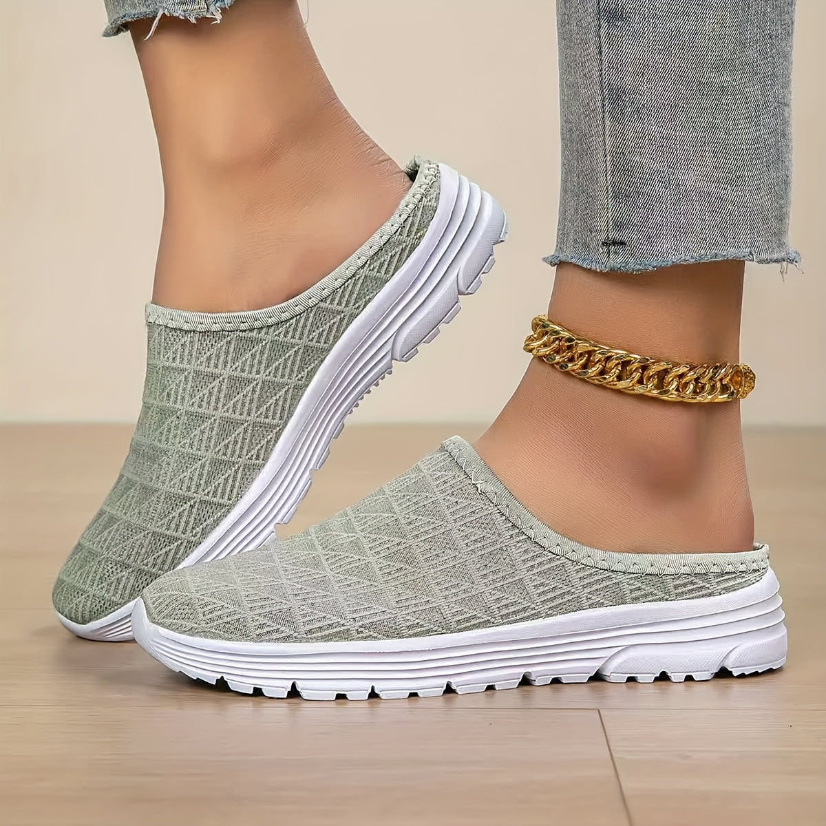 [Lightweight Slip-On Sneakers] Quanzhou Shoes Women's Lightweight Breathable Knit Slip-On Sneakers - Pink, All-Season Casual Walking Shoes with Stability Support, Fabric Upper & MD Sole, Everyday Footwear | Comfortable Wear |
