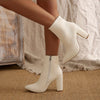 Women's Solid Color Block Heeled Boots, Fashion Point Toe Short Boots, Stylish Side Zipper Ankle Boots
